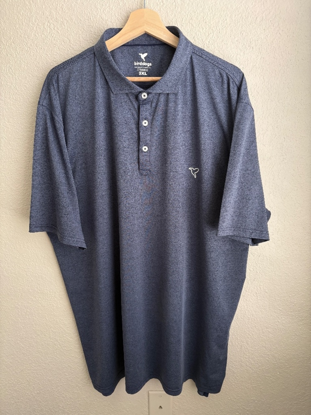 Birddogs Men's Performance Polo Shirt Navy Heather Size 3XL Summer Golf Casual